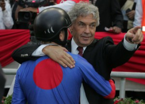 Drama! Last year's winning owner Chris Van Niekerk hugs his pilot, Piere Strydom