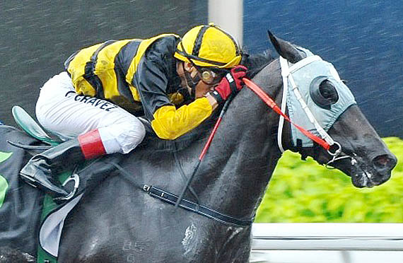 Oscar Chavez shows his winning style aboard Perfect Charger - Singapore Racing 13-05-05