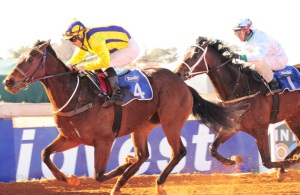 Topostwego beats stablemate All The Bids to win the Kimberley Nursery