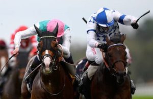 Noble Mission (pink cap) gets there for dramatic win