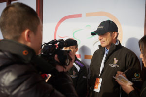 Erwan Charpy talks to the press (photo: Dubai Racing Club / Andre Engelbrecht)