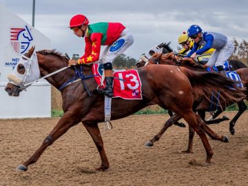 Paris Lass (Calvin Habib) marked her first stakes success holding off Three Rocks (Richard Fourie) and Gimme’s Lassie (Craig Zackey) at Fairview