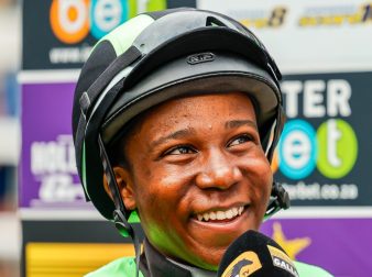 A smiling Mxolisi ‘Shaya’ Mbuto after his first winner last Wednesday (Pic - Candiese Lenferna)