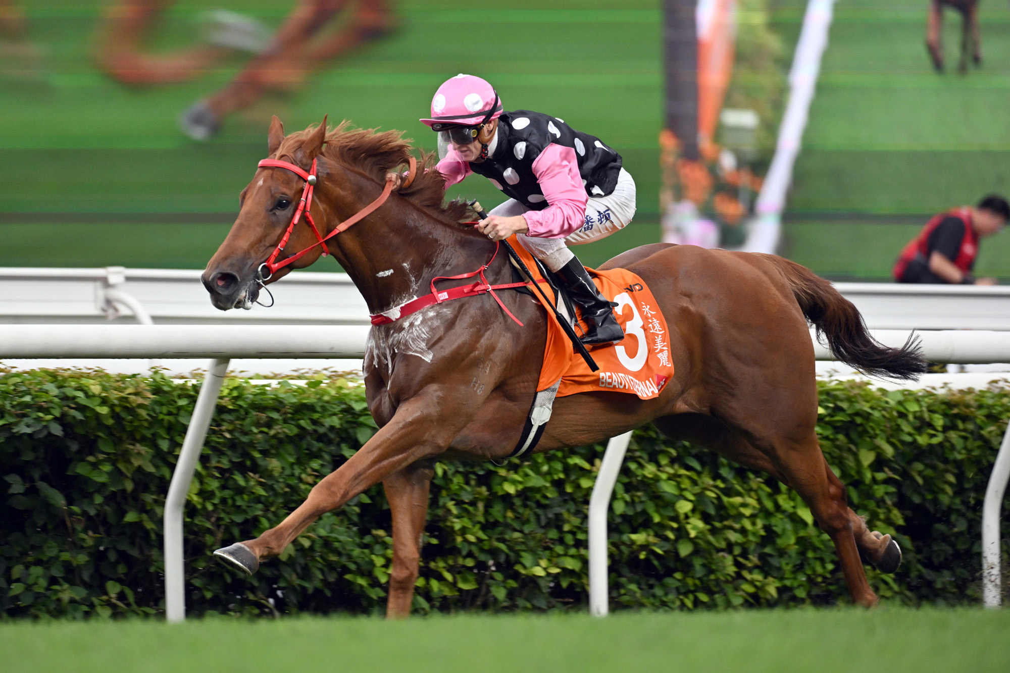 Beauty Eternal wins the Gr1 FWD Champions Mile (Pic - HKJC)