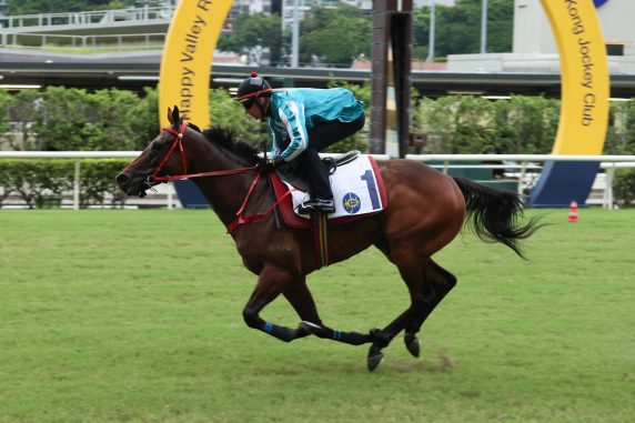 Hugh Bowman guides Romantic Warrior to victory at Happy Valley (Pic - HKJC)