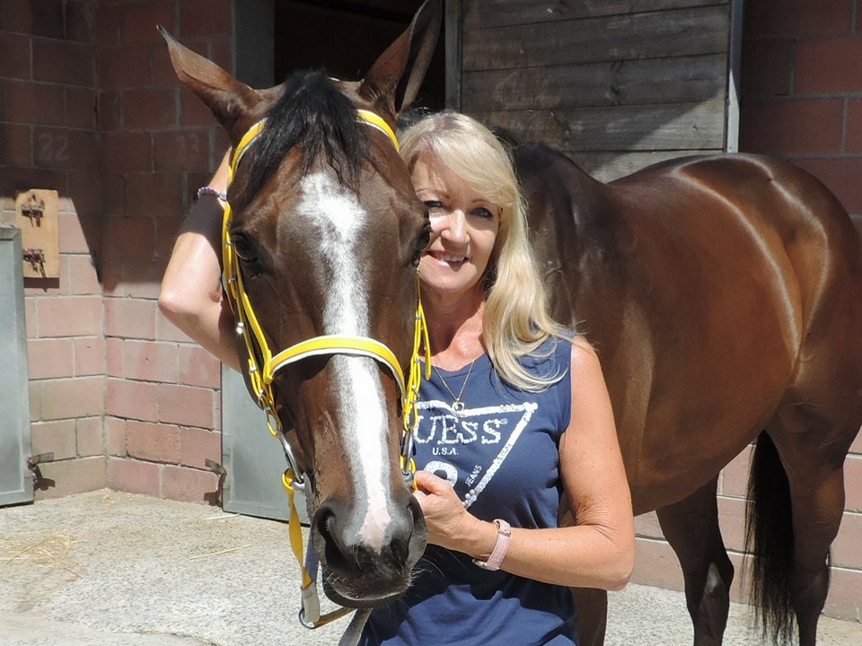 A filly by the Autum Sun is offered! Dr Jill Warner and her champion Carry On Alice (Pic - Supplied)