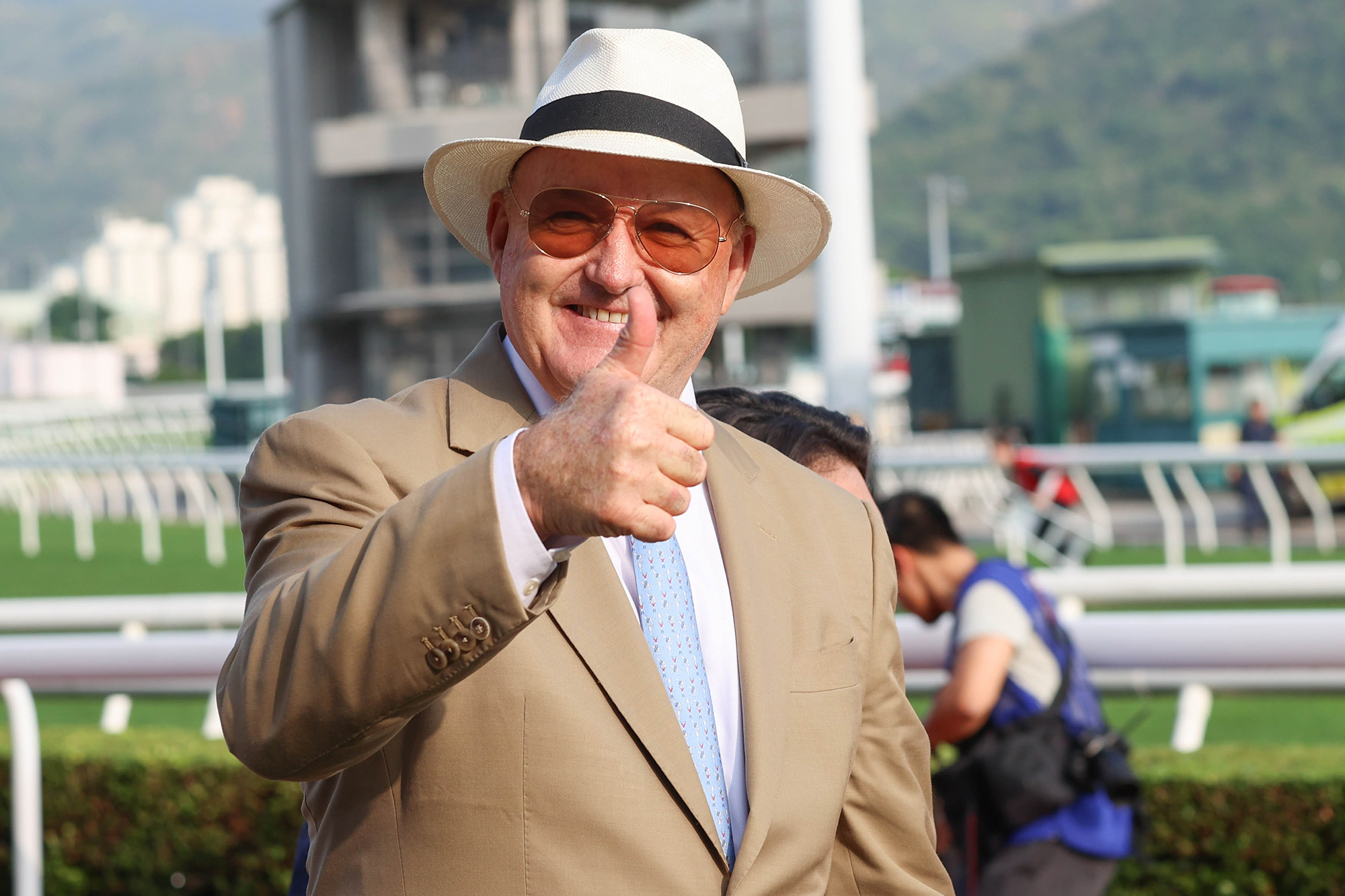 David Hayes revels in the aftermath of Gr2 glory (Pic - HKJC)