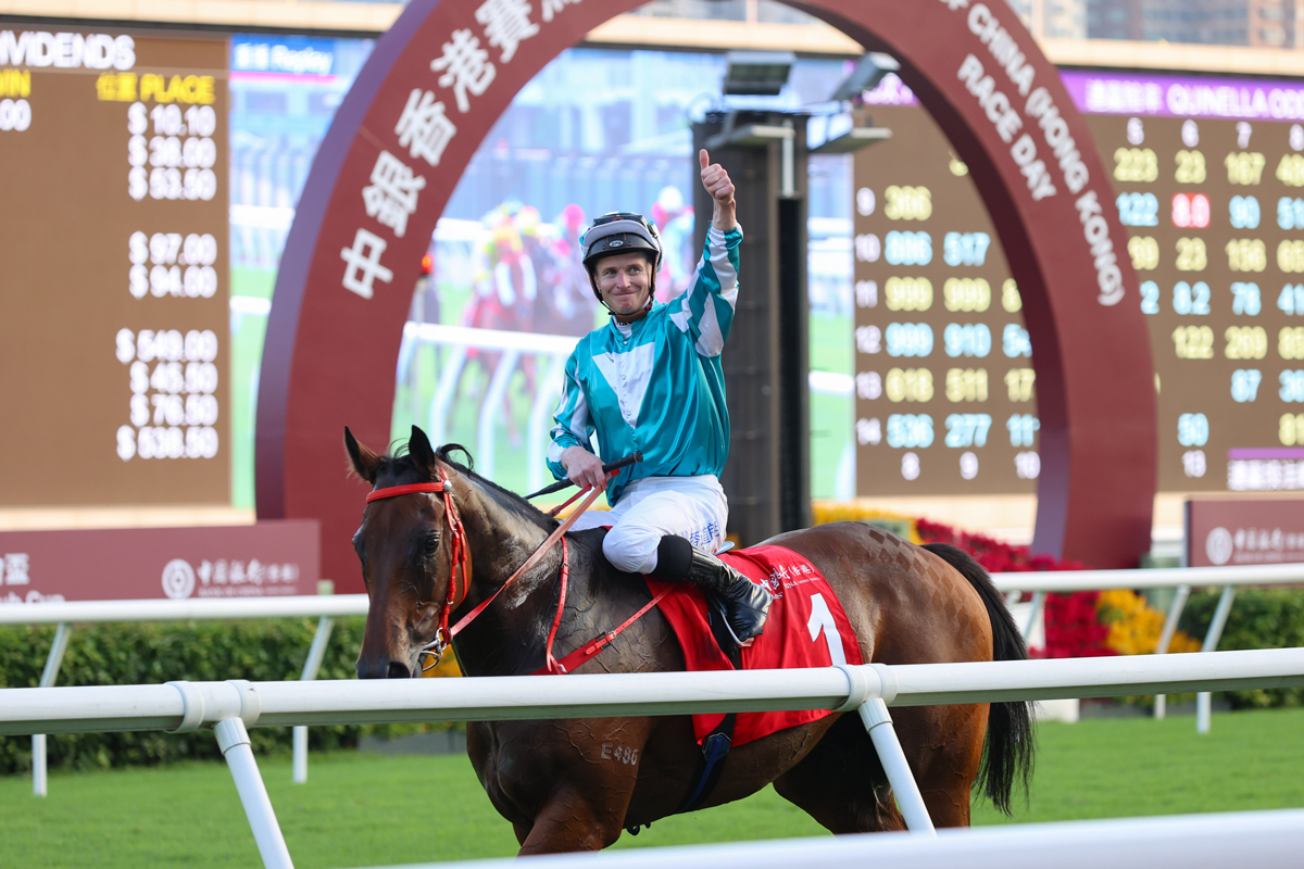 James McDonald has ridden three consecutive doubles in Hong Kong (Pic - HKJC)