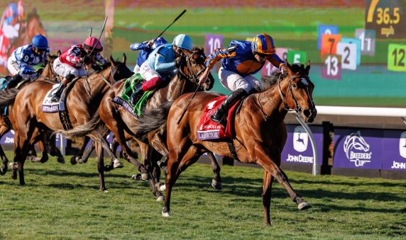 Lake Victoria stays unbeaten when winning the Gr1 Breeders Cup Fillies Juvenile Turf on Friday – Willem Ackerman bought her three part brother days before (Pic - Candiese Lenferna)