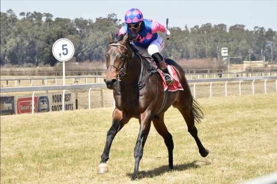 Johnny Applessed (Phenisile Mongqawa) takes his place in the lucky last (Pic - JC Photos)