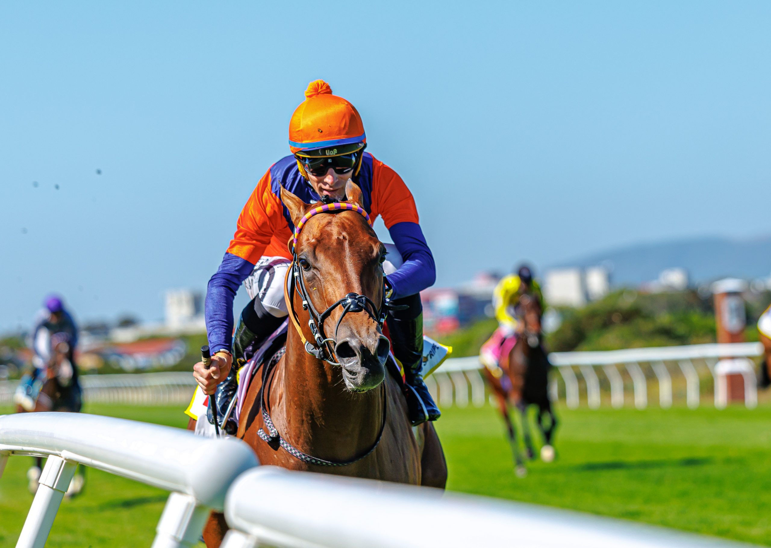 One Stripe and Gavin Lerena bolt home up the outside rail (Pic - Candiese Lenferna)