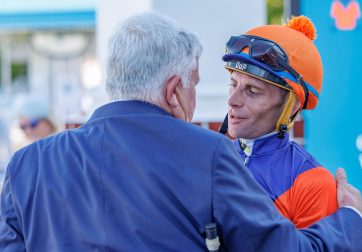 Kings all! Trainer Vaughan Marshall and Gavin Lerena enjoy the post-race moment (Pic - Candiese Lenferna)