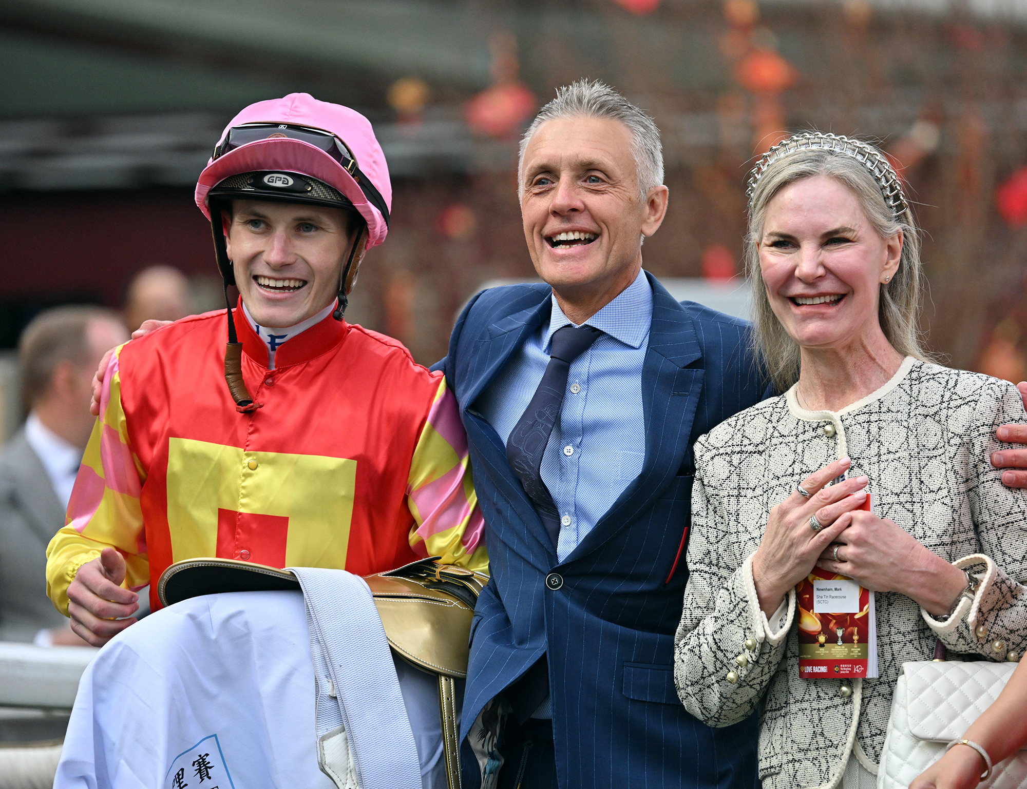 Mark Newnham celebrates My Wish’s Hong Kong Classic Mile win (Pic - HKJC)