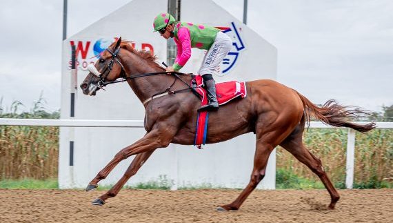 Top-rated My Best Shot (Richard Fourie) stamped his authority in style to win the Listed Ibhayi Stakes (Pic - Pauline Herman)