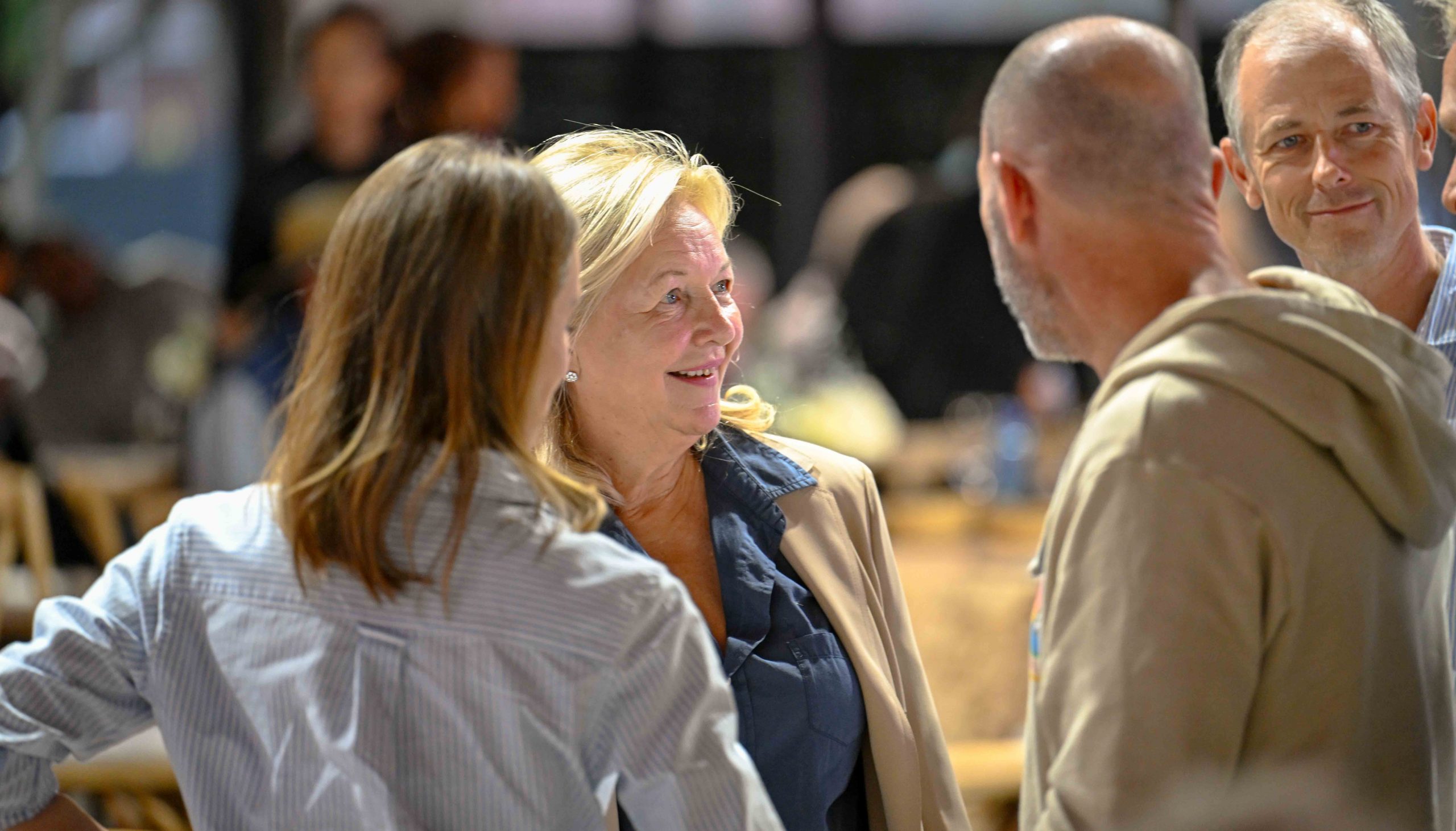 Drakenstein’s Gaynor Rupert chats to record ticket buyer Greg Bortz as Kevin Sommerville looks on (Pic - Chase Liebenberg)